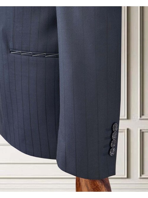 Navy Blue Pinstripe Double-Breasted Suit
