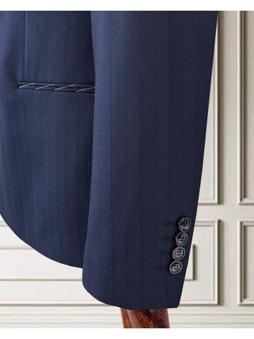 Navy Blue Pinstripe Double-Breasted Suit