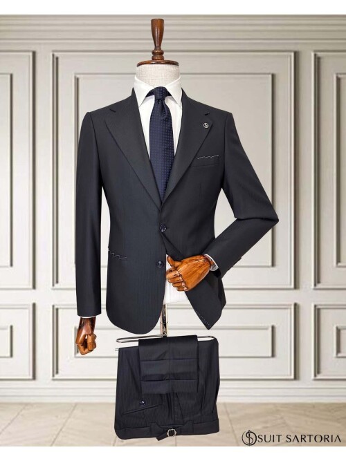 Navy Blue Mono Lapel Men’s Suit