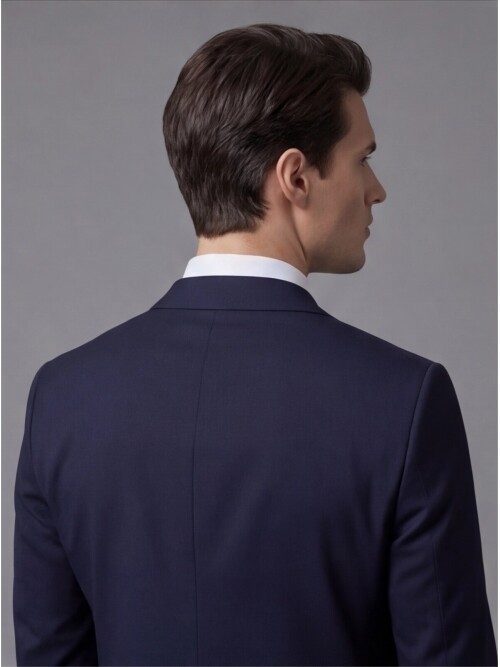 Lacivert Mono Yaka İki Düğmeli Slim Fit Takım Elbise