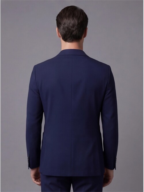 Lacivert Mono Yaka İki Düğmeli Takım Elbise