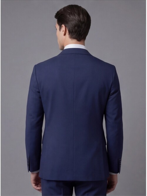 Lacivert Mono Yaka İki Düğmeli Takım Elbise