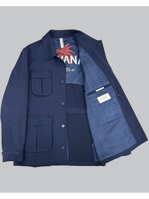 Lacivert Safari Model Dört Cepli Takım Elbise