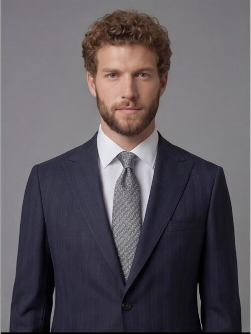 Navy Blue Peak Lapel Comfort Fit Mens Suit