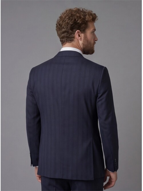Navy Blue Peak Lapel Comfort Fit Mens Suit