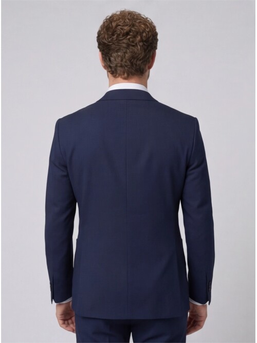 Navy Blue Slim Fit Peak Lapel Patch Pocket Mens Suit