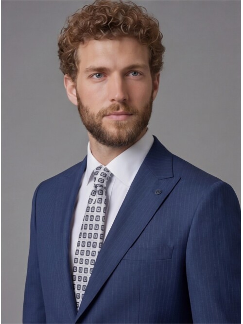 Blue Peak Lapel Comfort Fit Fully Lined Suit