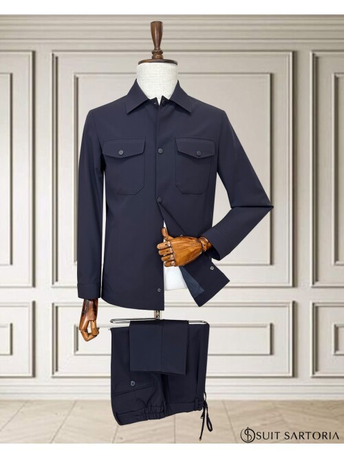 Navy Blue Men’s Sport Performance Set with Safari Pockets