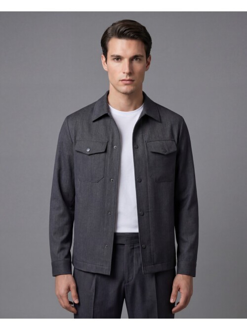 Siyah İki Cep Çıt Çıt Kapaklı Performans Takım Elbise