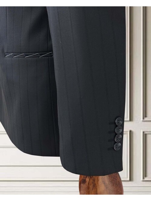 Black Pinstripe Double-Breasted Suit