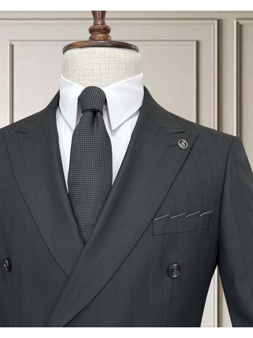 Black Pinstripe Double-Breasted Suit
