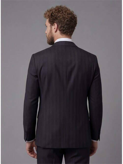 Black Peak Lapel Comfort Fit Mens Suit