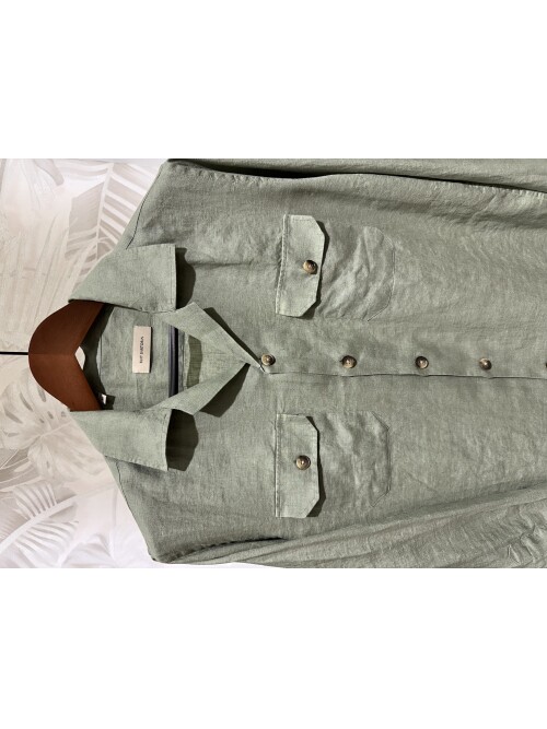SUIT SARTORIA LIGHT GREEN LINEN SHIRT 6108