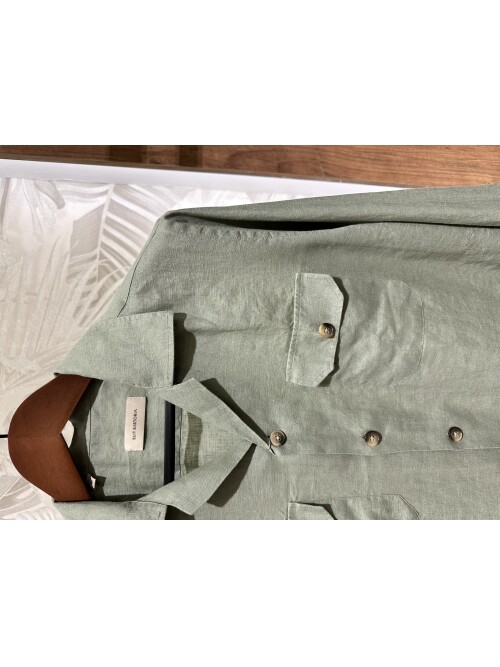 SUIT SARTORIA LIGHT GREEN LINEN SHIRT 6108