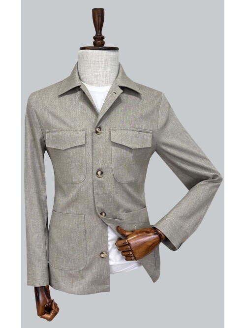 SUIT SARTORIA BEJ 4 CEPLİ KETEN CEKET 4622