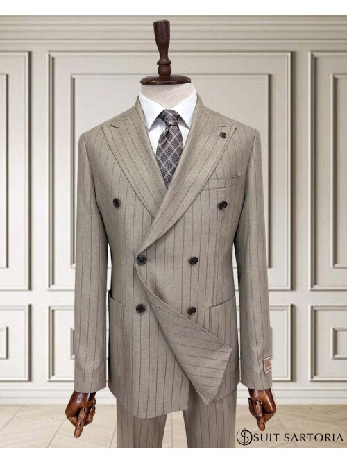 SUIT SARTORIA BEJ ÇİZGİLİ KRUVAZE TAKIM 252101