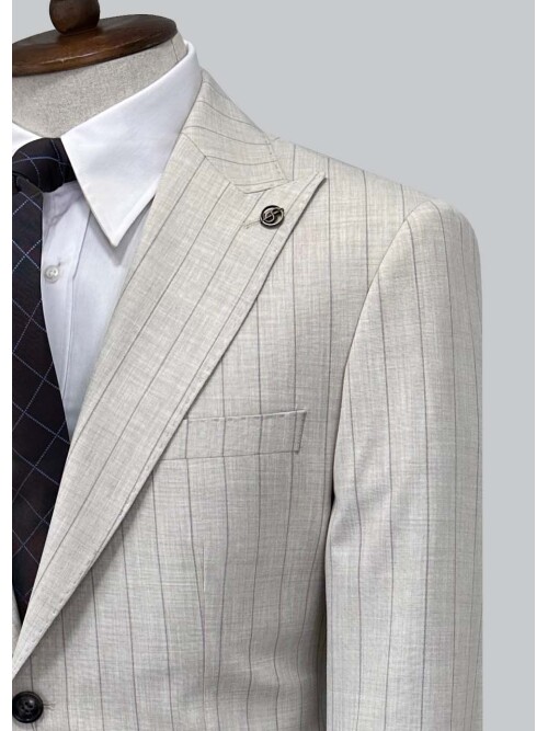 SUIT SARTORIA BEIGE STRIPED SUIT 2002/65