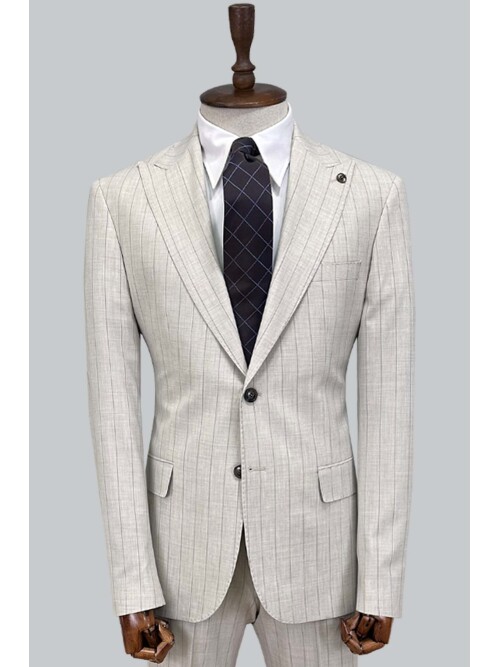 SUIT SARTORIA BEIGE STRIPED SUIT 2002/65