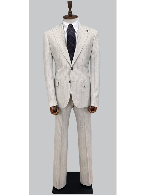 SUIT SARTORIA BEIGE STRIPED SUIT 2002/65