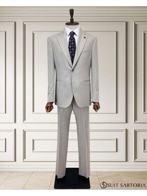 SUIT SARTORIA BEJ ÇİZGİLİ TAKIM ELBİSE 252153