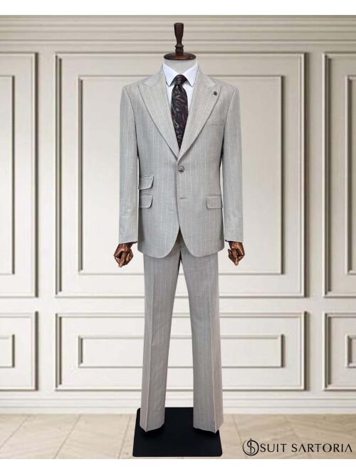 SUIT SARTORIA BEJ ÇİZGİLİ TAKIM ELBİSE 252156
