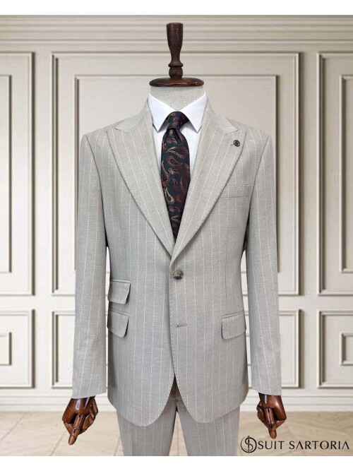 SUIT SARTORIA BEJ ÇİZGİLİ TAKIM ELBİSE 252156
