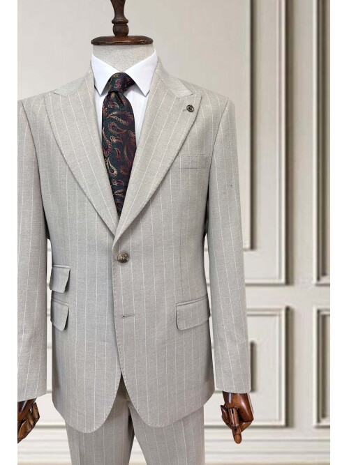 SUIT SARTORIA BEJ ÇİZGİLİ TAKIM ELBİSE 252156
