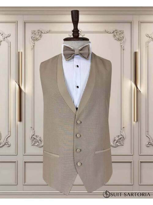 SUIT SARTORIA BEJ SİVRİ YAKA DAMATLIK 5735