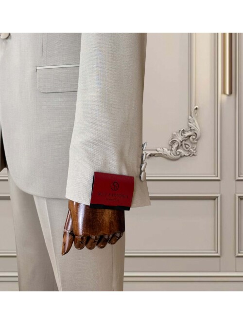 SUIT SARTORIA BEJ SİVRİ YAKA DAMATLIK 5735