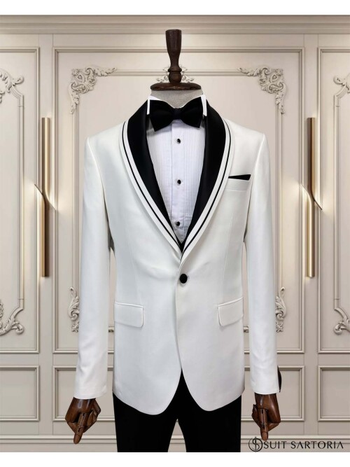 SUIT SARTORIA BEYAZ ÇIKMA ŞAL YAKA DAMATLIK 5063
