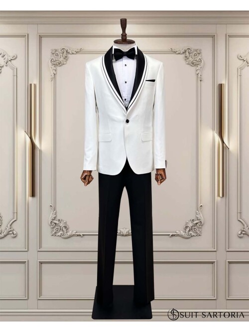 SUIT SARTORIA BEYAZ ÇIKMA ŞAL YAKA DAMATLIK 5063