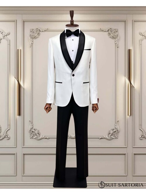 SUIT SARTORIA BEYAZ ŞAL YAKA DAMATLIK 5742