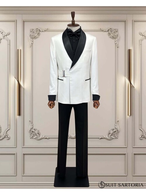 SUIT SARTORIA BEYAZ ŞAL YAKA TOKALI DAMATLIK 5734