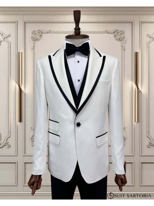 SUIT SARTORIA BEYAZ SİVRİ YAKA DAMATLIK 5735