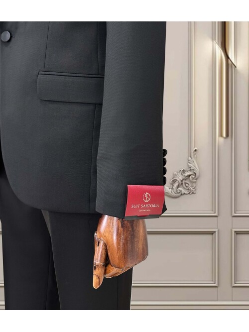 SUIT SARTORIA REMOVABLE LAPEL BLACK TUXEDO 5062