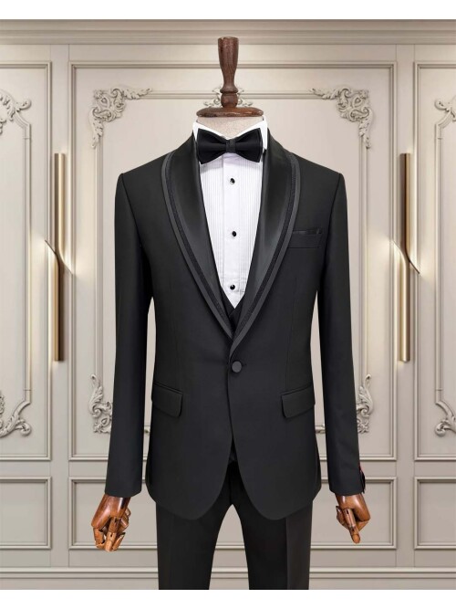 SUIT SARTORIA ÇIKMA YAKA SİYAH DAMATLIK 5063