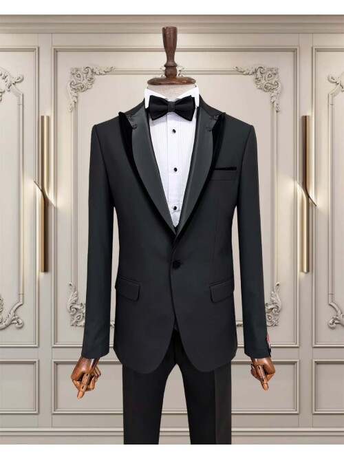 SUIT SARTORIA ÇIKMA YAKA SİYAH DAMATLIK 5063