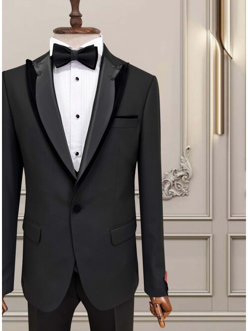 SUIT SARTORIA ÇIKMA YAKA SİYAH DAMATLIK 5063