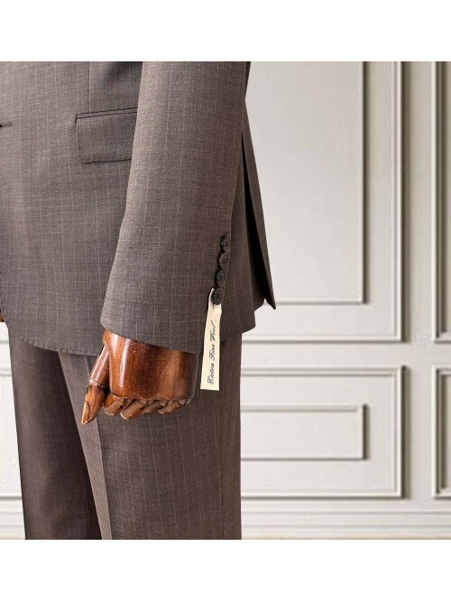 SUIT SARTORIA ÇİZGİLİ AÇIK KAHVERENGİ YÜNLÜ TAKIM 252076