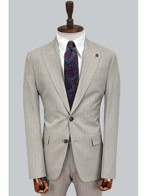 SUIT SARTORIA ÇİZGİLİ BEJ TAKIM ELBİSE 2002/51