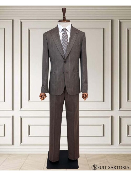 SUIT SARTORIA ÇİZGİLİ KAHVERENGİ TAKIM ELBİSE 252211