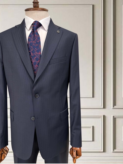 SUIT SARTORIA ÇİZGİLİ LACİVERT YÜNLÜ TAKIM 252076