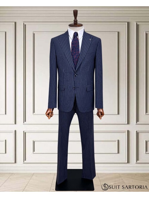 SUIT SARTORIA ÇİZGİLİ LACİVERT TAKIM ELBİSE 252024