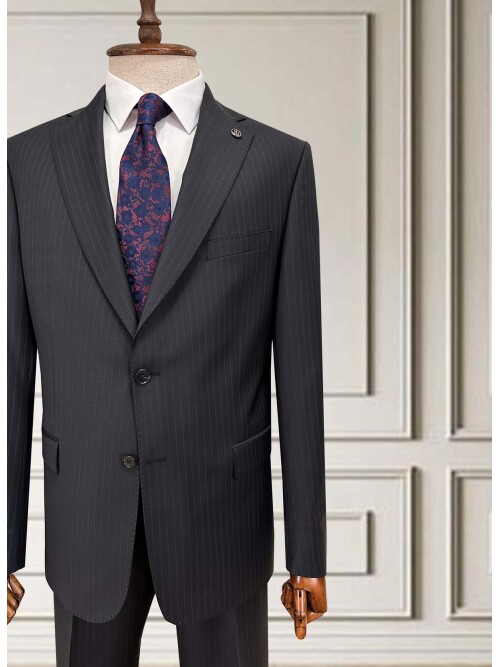 SUIT SARTORIA ÇİZGİLİ SİYAH YÜNLÜ TAKIM 252076
