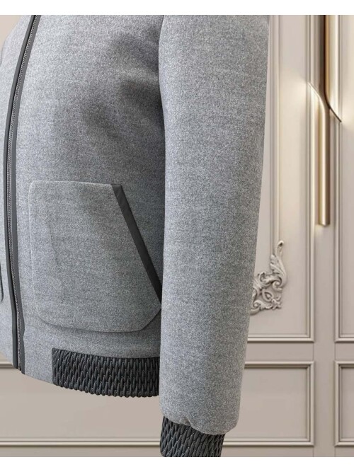 SUIT SARTORIA Erkek Gri Dik Yaka Fermuarlı Mont