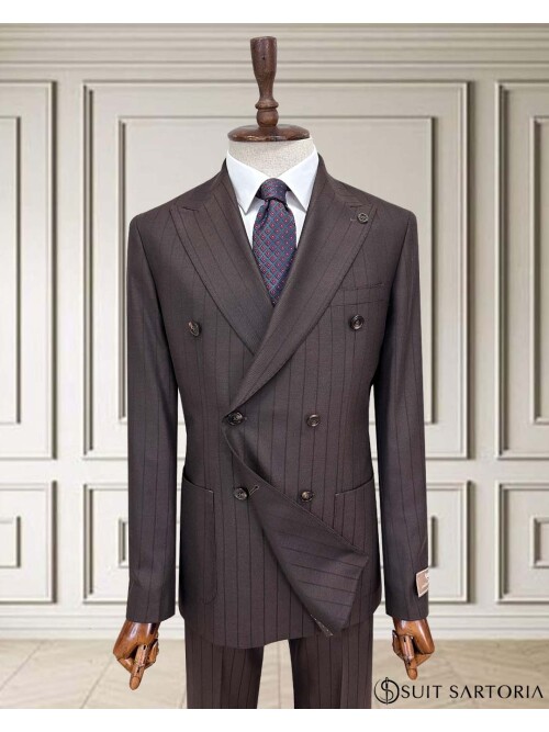 SUIT SARTORIA KAHVERENGİ ÇİZGİLİ KRUVAZE TAKIM 252101