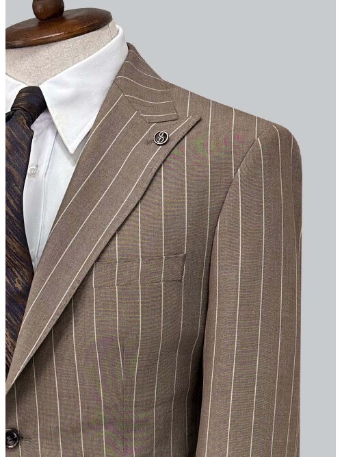 SUIT SARTORIA BROWN STRIPED SUIT 2002/65