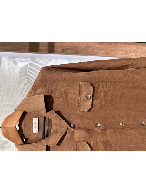 SUIT SARTORIA BROWN LINEN SHIRT 6108