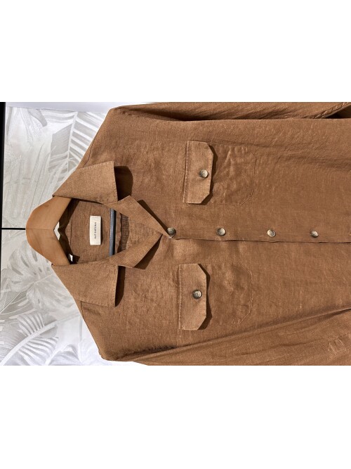 SUIT SARTORIA BROWN LINEN SHIRT 6108