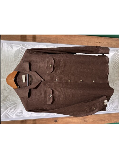 SUIT SARTORIA BROWN LINEN SHIRT 6108